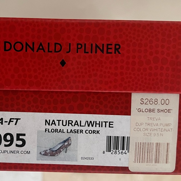 Donald J Pliner TREVA FLORAL CORK POINTED TOE PUMPS IN NATURAL/WHITE - Picture 2 of 5